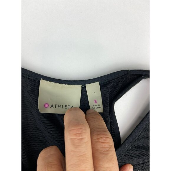 Athleta Workout Black and White Tank Built-in Bra Racerback Running Tank Top Siz - Picture 13 of 14